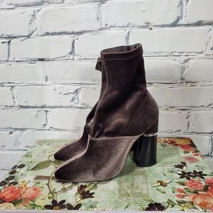 3.1 Phillip Lim Kyoto Velvet Sock Boots in Olive